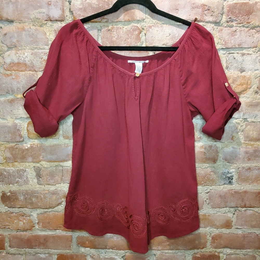 Lucky Brand burgundy tunic top S